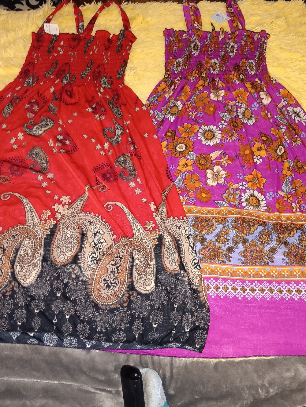 Lati Fashion Boho Paisley & Floral Sundress Duo - Red and Purple